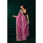 Generic Women's Net Sequence Saree With Unstitched Blouse 5.5Mtr (Pink)