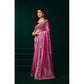 Generic Women's Net Sequence Saree With Unstitched Blouse 5.5Mtr (Pink)