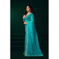 Generic Women's Net Sequence Saree With Unstitched Blouse 5.5Mtr (Turquoise)