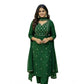 Generic Women's Georgette Ethnic Motif Round 3/4th Sleeve Kurti With Pant Dupatta Set (Green)