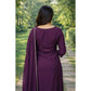 Generic Women's Georgette Ethnic Motif Round 3/4th Sleeve Kurti With Pant Dupatta Set (Magenta)