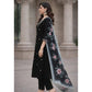 Generic Women's Chanderi Silk Ethnic Motif V-Neck 3/4th Sleeve Kurti With Pant Dupatta Set (Black)