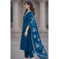 Generic Women's Chanderi Silk Ethnic Motif V-Neck 3/4th Sleeve Kurti With Pant Dupatta Set (Teal)