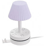 Generic Plastic-LED Ribbed Shade Table Lamp with USB Charging Base (White)