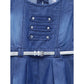 Generic Girl's Denim Embellished Sleeveless Dress with Belt (Blue)
