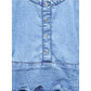 Generic Girl's Denim Embellished Cap Sleeve bow Dress (Light Blue)