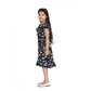 Generic Girl's Polyester Crepe Polka Cold Shoulder Dress (Navy Blue)