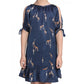 Generic Girl's Satin Animal Print Sleeveless Dress (Blue)
