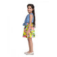 Generic Girl's Denim Floral Sleeveless Dress (Blue-Yellow)