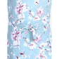 Generic Girl's Polyester Crepe Floral Bell Sleeve Dress (Turquoise Blue)