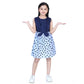 Generic Girl's Denim Polka Sleeveless Dress (Blue)