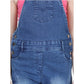 Generic Girl's Denim Washed Buttoned Dungaree (Blue)