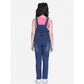 Generic Girl's Denim Patch Work Buttoned Dungaree (Blue)
