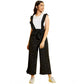 Generic Girl's Cotton Printed Sleeveless Dungaree (Black-White)