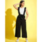 Generic Girl's Cotton Printed Sleeveless Dungaree (Black-White)