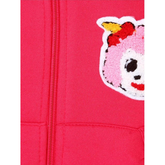 Generic Girl's Fleece Printed Long Sleeves Hoodie Jacket (Magenta)
