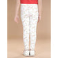 Generic Girl's Cotton Lycra Floral Elasticated Jeggings (White-Green)