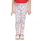 Generic Girl's Cotton Lycra Floral Elasticated Jeggings (White-Pink)