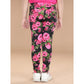 Generic Girl's Cotton Lycra Floral Elasticated Jeggings (Black-Pink)