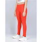 Generic Girl's Cotton Lycra Solid Elasticated Jeggings (Orange)