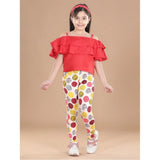 Generic Girl's Cotton Lycra Floral Elasticated Jeggings (Multicolor)