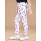 Generic Girl's Cotton Lycra Floral Elasticated Jeggings (White-Lavender)