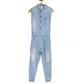 Generic Girl's Denim Embellished Sleeveless Jumpsuit (Blue)