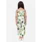 Generic Girl's Denim Embroidered Sleeveless Jumpsuit (White-Green)