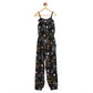Generic Girl's Rayon Floral Sleeveless Jumpsuit (Black-Pink)