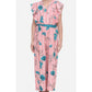 Generic Girl's Rayon Floral Flutter Jumpsuit (Pink-Blue)