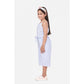 Generic Girl's Polyester Cotton Blend Striped Sleeveless Jumpsuit (Light Blue)