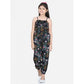 Generic Girl's Rayon Flamingo Print Sleeveless Jumpsuit (Black-Multicolor)