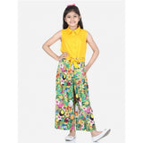 Generic Girl's Rayon Flamingo Print Sleeveless Jumpsuit (Yellow-Multicolor)