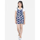 Generic Girl's Rayon Polka Sleeveless Jumpsuit (Blue-Pink)