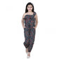 Generic Girl's Polyester Moss Floral Sleeveless Jumpsuit (Multicolor)