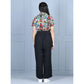 Generic Girl's Polyester Printed Short Sleeves Jumpsuit (Multicolor-Black)