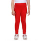 Generic Girl's Cotton Lycra Solid Elasticated Leggings (Red)