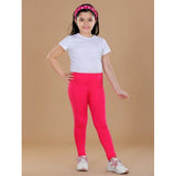 Generic Girl's Cotton Lycra Solid Elasticated Leggings (Dark Pink)
