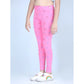 Generic Girl's Cotton Lycra Printed Elasticated Leggings (Light Pink)