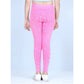 Generic Girl's Cotton Lycra Printed Elasticated Leggings (Pink)
