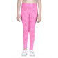 Generic Girl's Cotton Lycra Printed Elasticated Leggings (Pink)