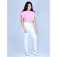 Generic Girl's Cotton Lycra Printed Elasticated Leggings (White)
