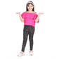 Generic Girl's Cotton Floral Elasticated Jegging and Top Set (Pink)