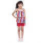Generic Girl's Polyester Crepe Striped Tie Ups Shorts Set (Multicolor)
