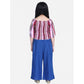 Generic Girl's Rayon Solid Bell Sleeve Top with Culottes (Purple-Blue)