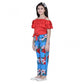 Generic Girl's Rayon Floral Short Sleeve Top and Trouser Set (Multicolor)