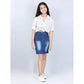 Generic Girl's Denim Solid Buttoned Skirt (Blue)
