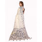 Generic Women's Linen Cotton Printed Saree With Unstitched Blouse 5.5Mtr (Off White)