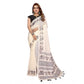 Generic Women's Linen Cotton Printed Saree With Unstitched Blouse 5.5Mtr (Off White)