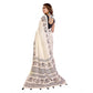 Generic Women's Linen Cotton Printed Saree With Unstitched Blouse 5.5Mtr (Off White)